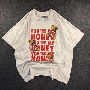 Vintage 90s Joe Boxer Youre My Honey Teddy Bear Graphic T Shirt One Size White